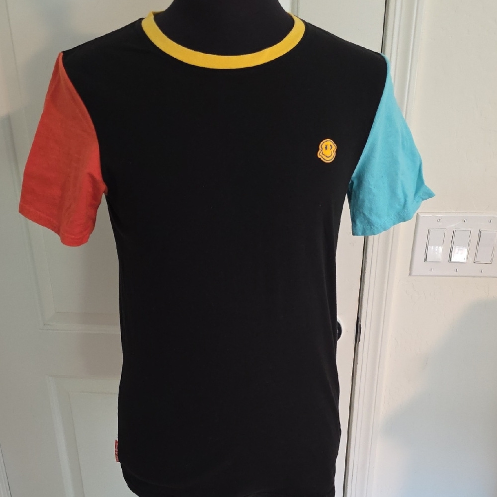 Dutch Bros Black T-Shirt with Colorful Sleeves